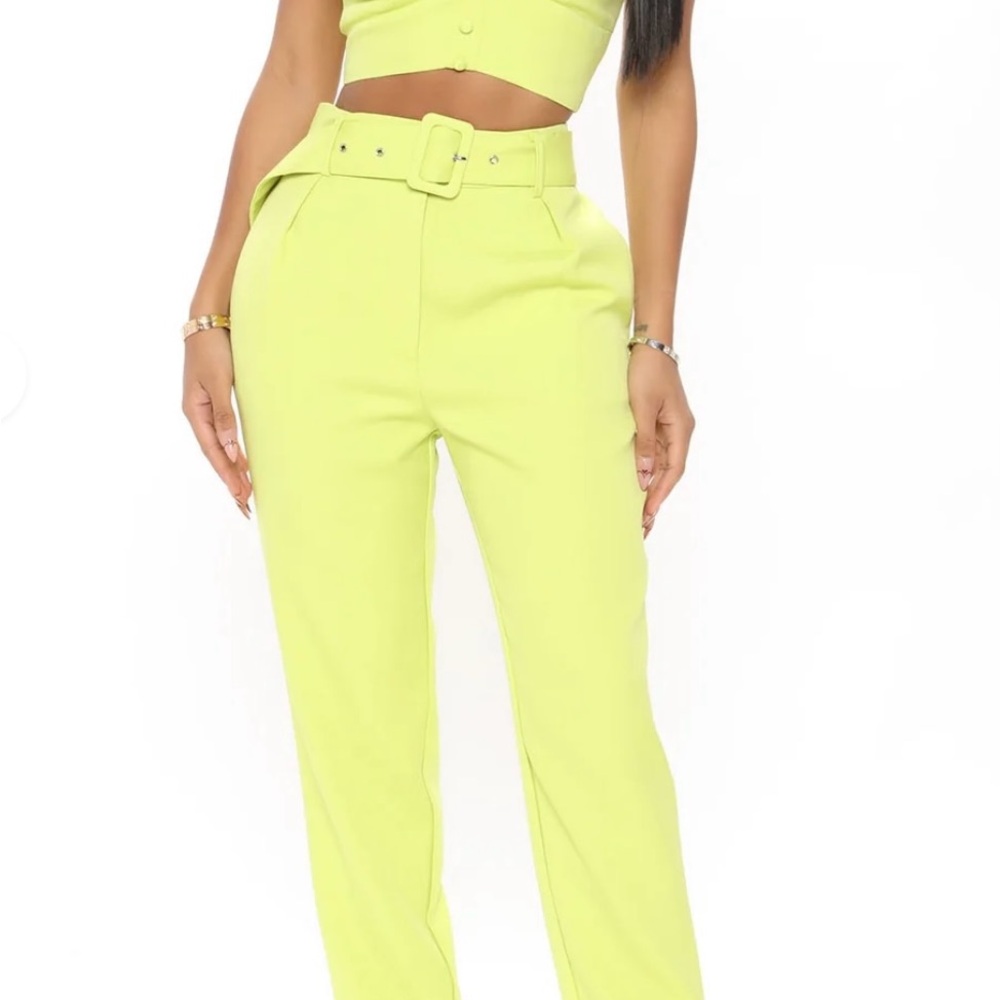 FASHION NOVA Feelin' Good Pant Set - Lime